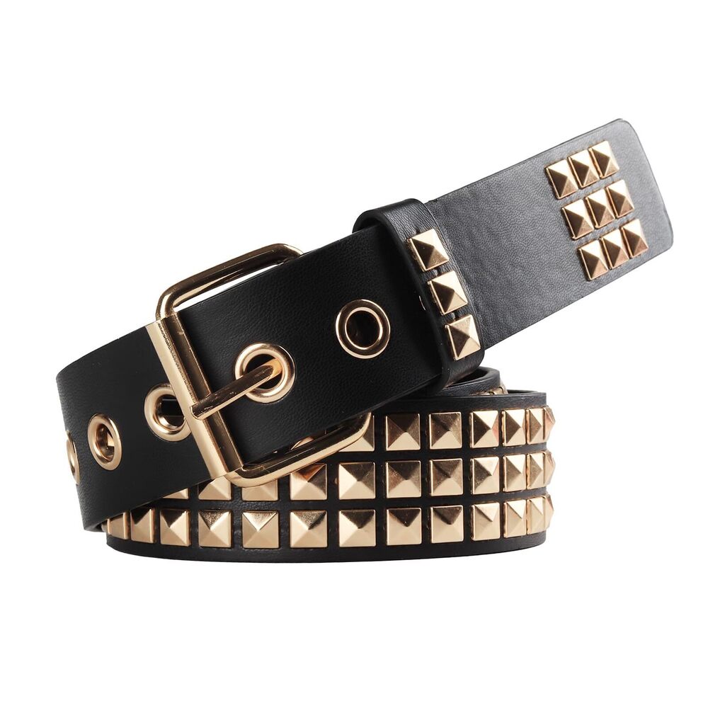 9363 Studded Belt, Metal Punk Rock Rivet belt with Bright Pyramid Studded